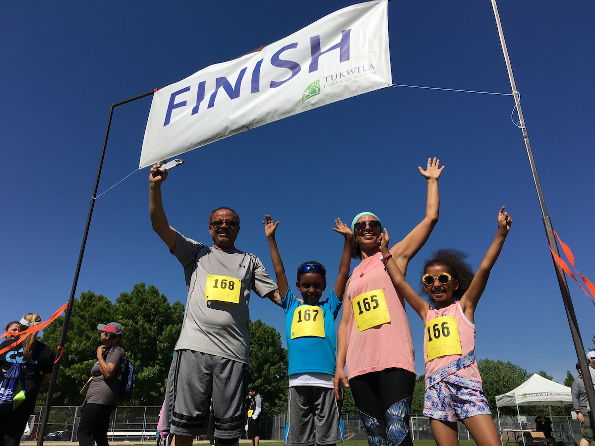 race participants at finish line